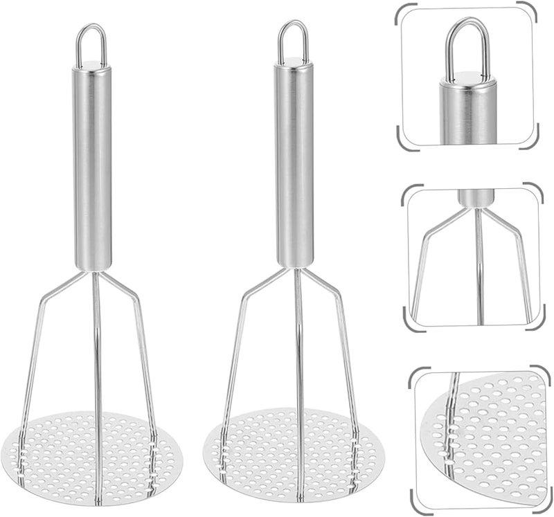 Stainless Steel Potato Masher Heavy Duty 2 Piece Set Kitchen Gadget for Mashing Potatoes Pumpkin - Image 2